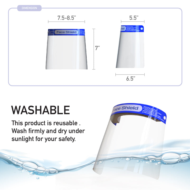 Safety Reusable Face Shield Clear Plastic Full Face shield Transparent Anti-Splash - Sistar Cosmetics